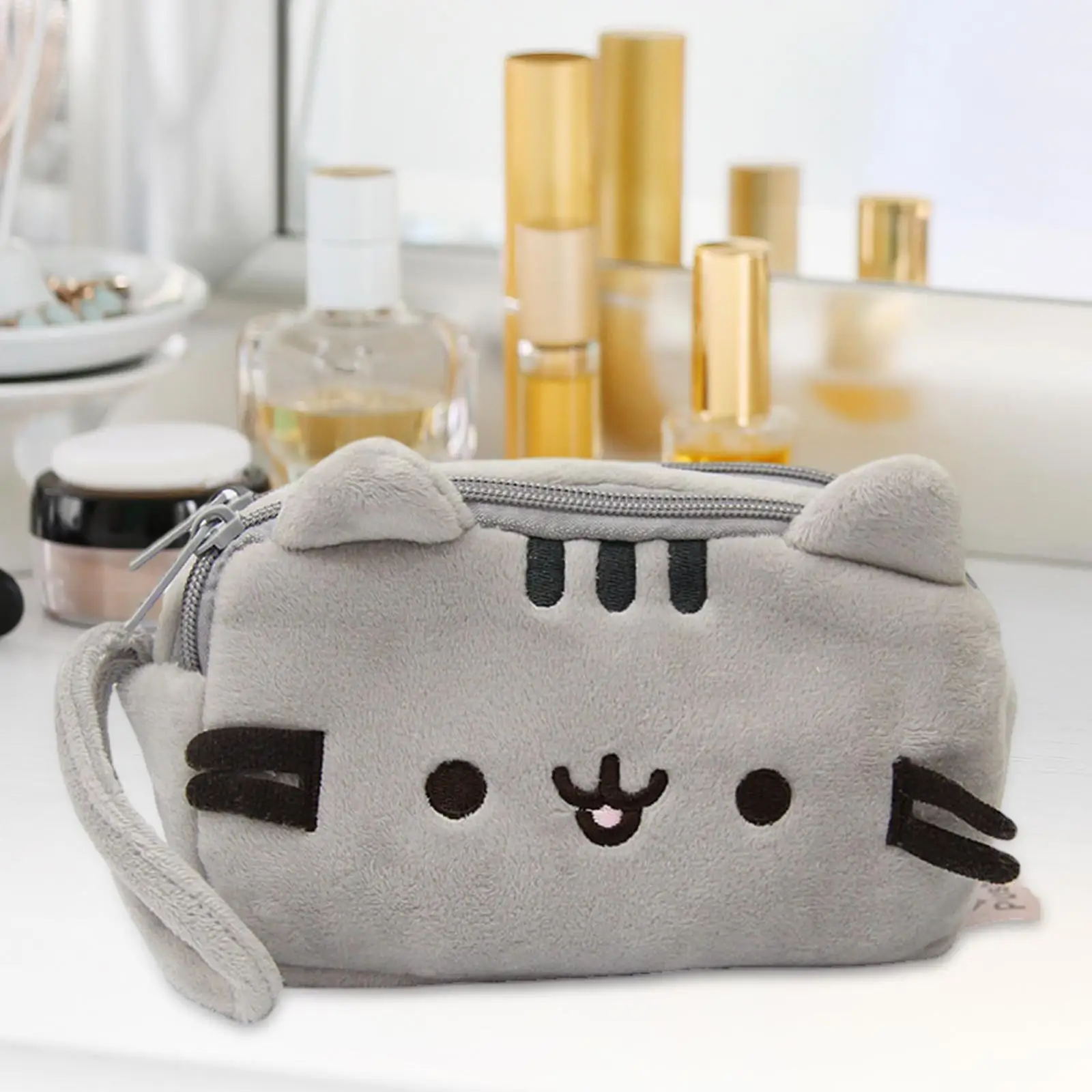 Plush Pencil Case Cute Cat Makeup Bag Large Capacity Portable Pencil Bag