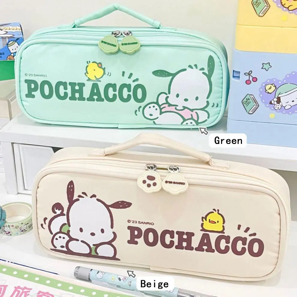 kf S6cbbe67448d34728a491273823a63e98m Pochacco Sanrio Anime Pencil Case Kawaii Cute Pen Bag Student Stationery Storage Bag Portable High Capacity