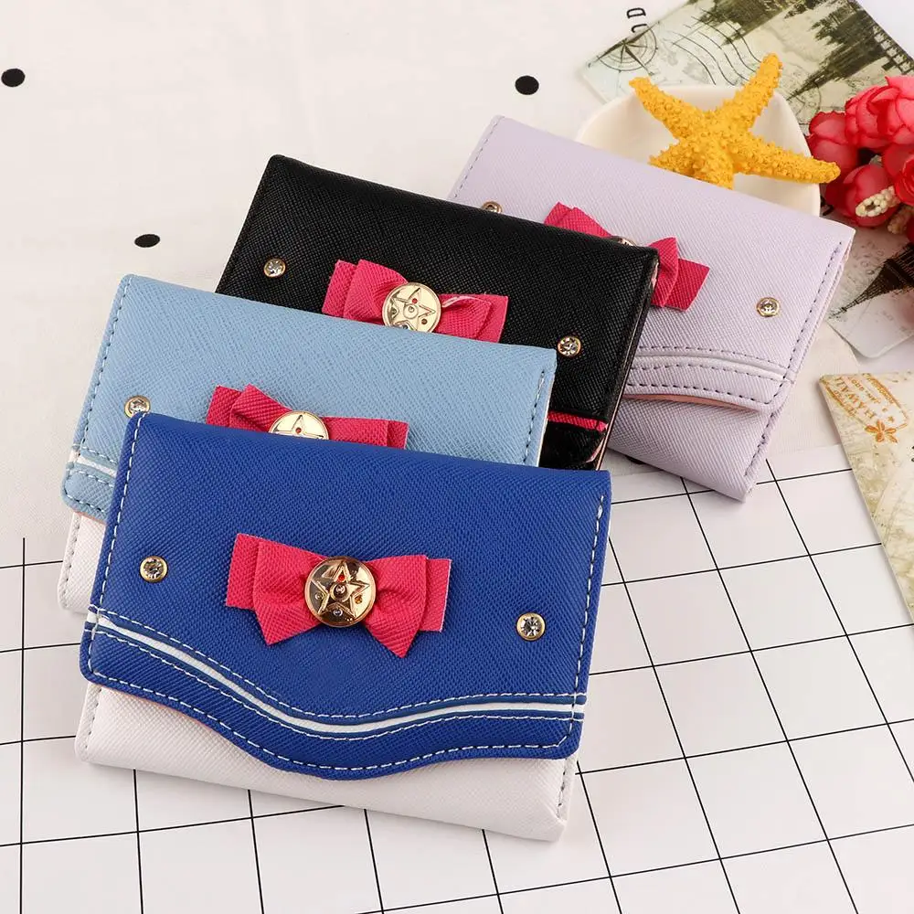 kf Sf7792382768840aba53ceef8d0d87685I Sailor Moon Wallet Purse Candy Color Bow Knot Women Fashion Clutch Bag PU Leather Card Coin